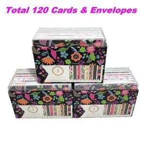 (3) Boxed Blank Cards & Envelopes Floral Paradise Total 120 Cards